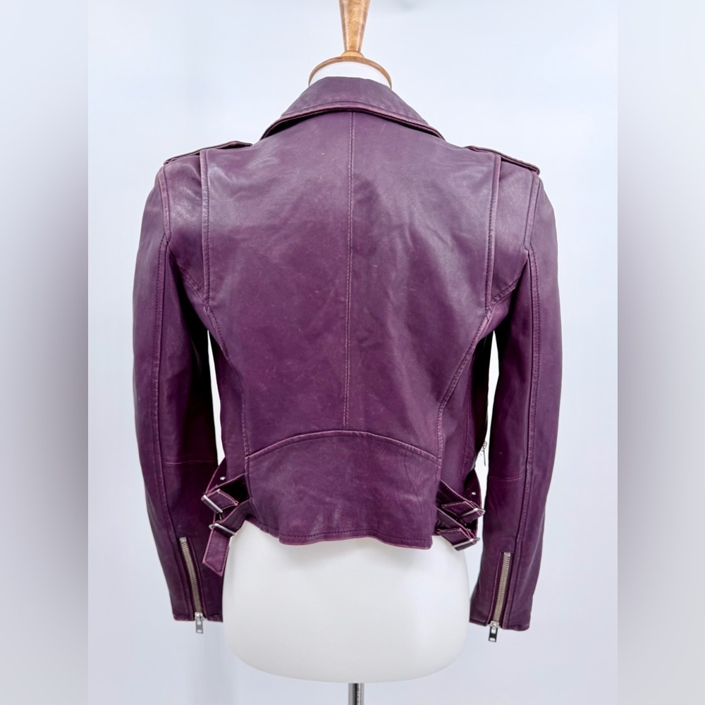 IRO ASHVILLE LEATHER JACKET Plum Purple Moto Biker NWT - Picture 3 of 8